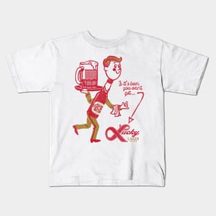 Lucky Retro Defunct Beer Man Kids T-Shirt